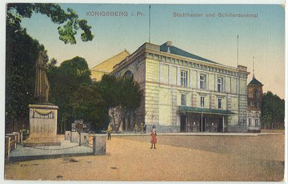 Konigsberg - City theater and Schiller monument 1914