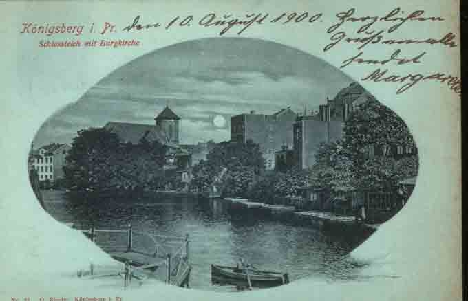 Konigsberg - Castle pond with city church