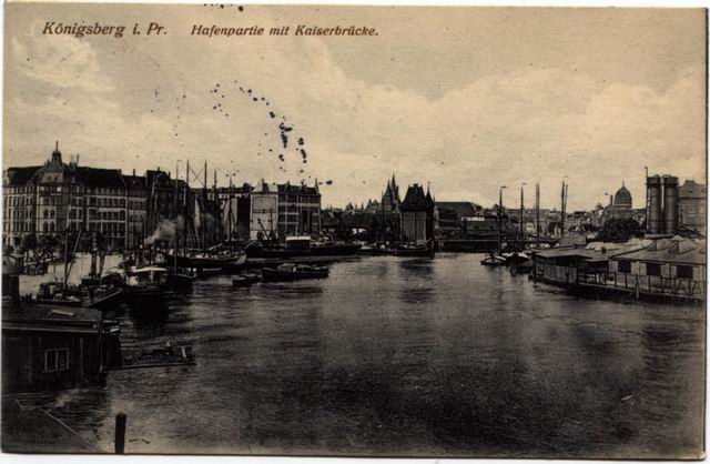 Konigsberg - View at haven with Kaiser bridge